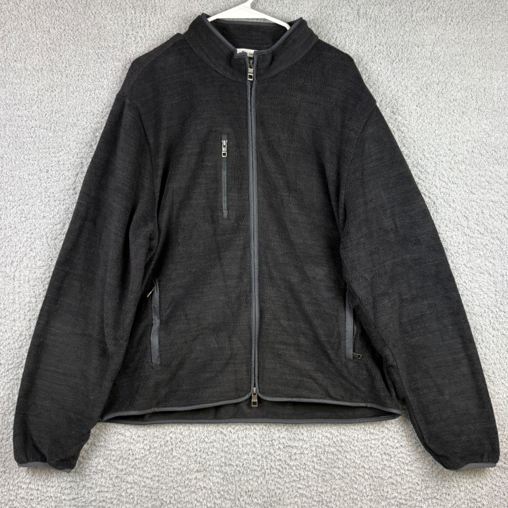 Peter Millar Fleece Jacket Mens XL Black Micro Shearling Full Zip Performance